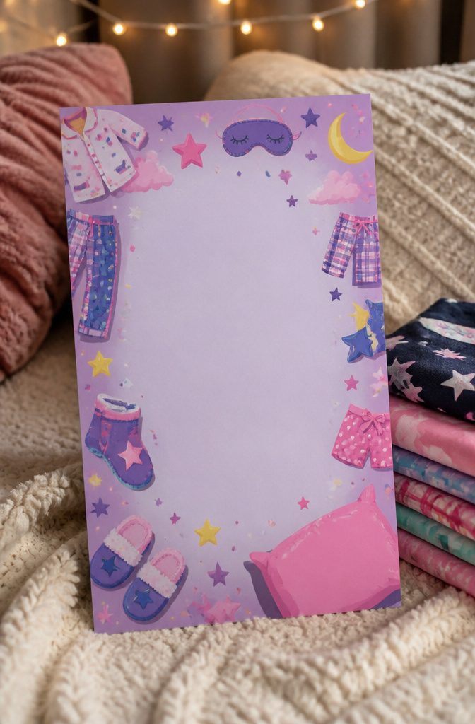 A free pajama party flyer with a layered design.